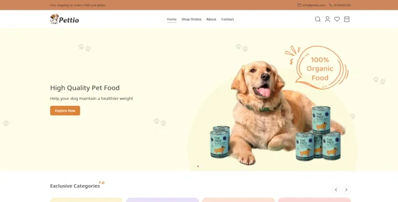 Pettio homepage